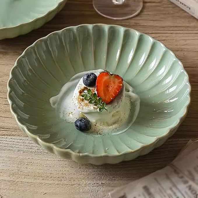Kitchen Plates Japanese Retro Dish Plate Ceramic Household Tableware Ritual Western Food Plate Household Breakfast Plate Restaurant Plates