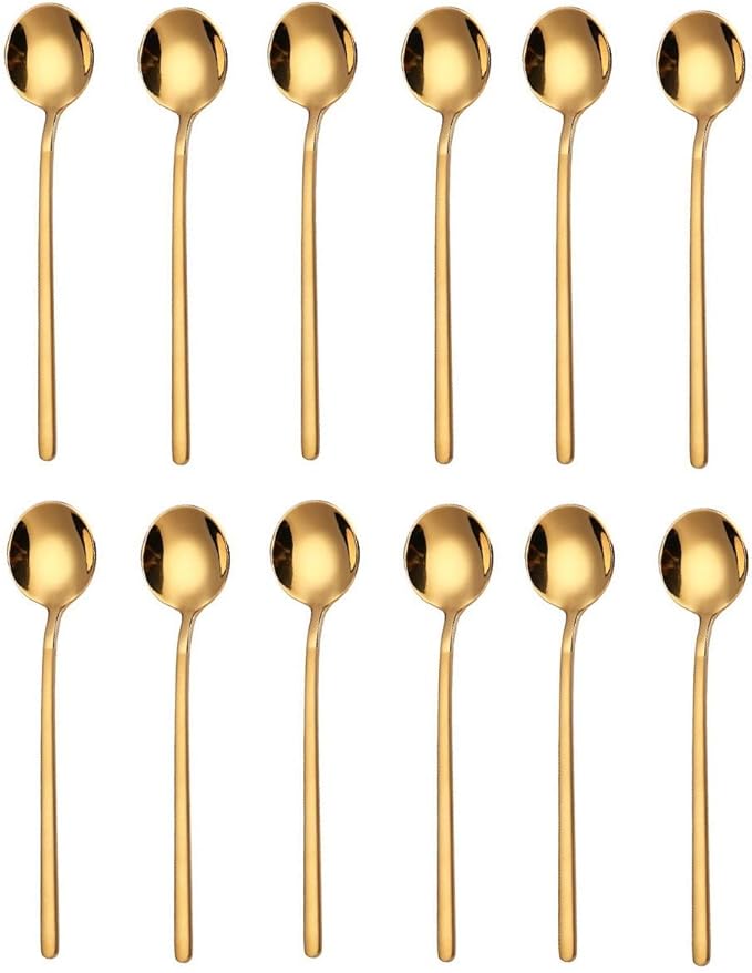 18 Pack Espresso spoons 18/10 Stainless Steel Teaspoons Set for Coffee Sugar Dessert Cake Ice Cream Soup Antipasto Cappuccino, 5.3 Inch