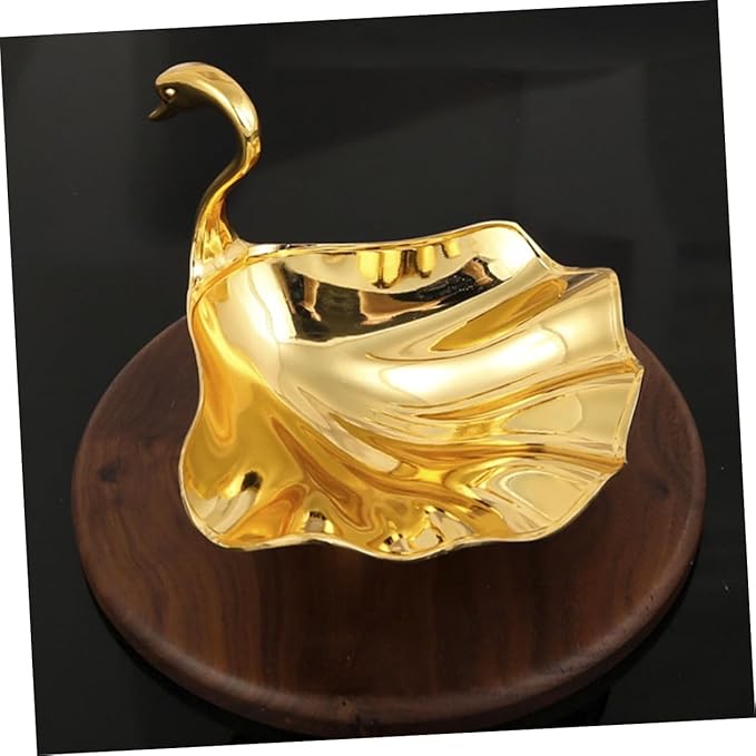 ABOOFAN Metal Serving Tray Fruit Plate Decorative Desk Tray Snack Display Gold Decorative Plate