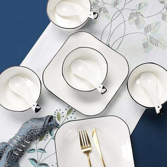 Dinnerware Sets - Luxury Gift Dishes Service Set, 29, 56 PCS Ceramic Dinnerware Set Bone China Tableware Dishes Plates Ceramic Combination Dinner Service Set,56-Piece Set