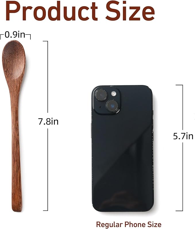 4PCS 7.8inch Wooden Spoons for Honey and Coffee，Small Wooden Spoons with Long Handle for Stirring – Padauk Wood Honey Spoon & Coffee Spoons for Jars, Tea and Spice