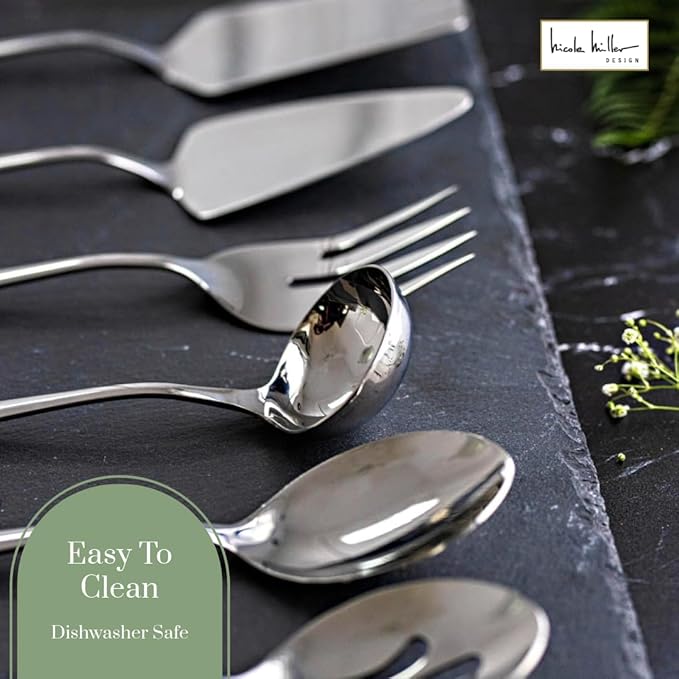 Nicole Miller 6-Piece Madison Hostess Set - Premium Stainless Steel Elegant Serving Utensils for Every Occasion