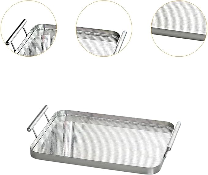 Serving Tray with Handles Large Tea Tray Light Luxury Drain Cup Rack Tea Cup Holder Acrylic Display Tray for Apartment Bar, S