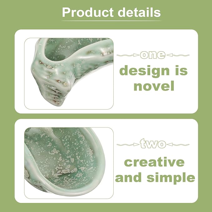 Ceramic Oyster Shell Plate and Appetizer Dish Green Floral Pattern Porcelain Serving Plate for Restaurant and Home Dining