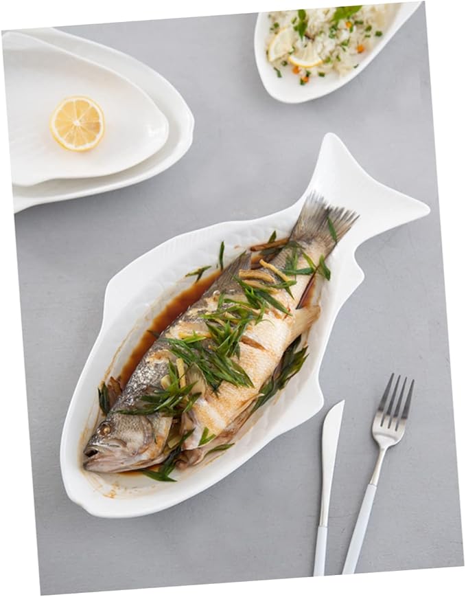 Zerodeko Ceramic Fish Shaped Dish Creative Plate for Snack Storage Unique Design for Home and Restaurant Use Eye-catching Serving Tray for Parties and Gatherings
