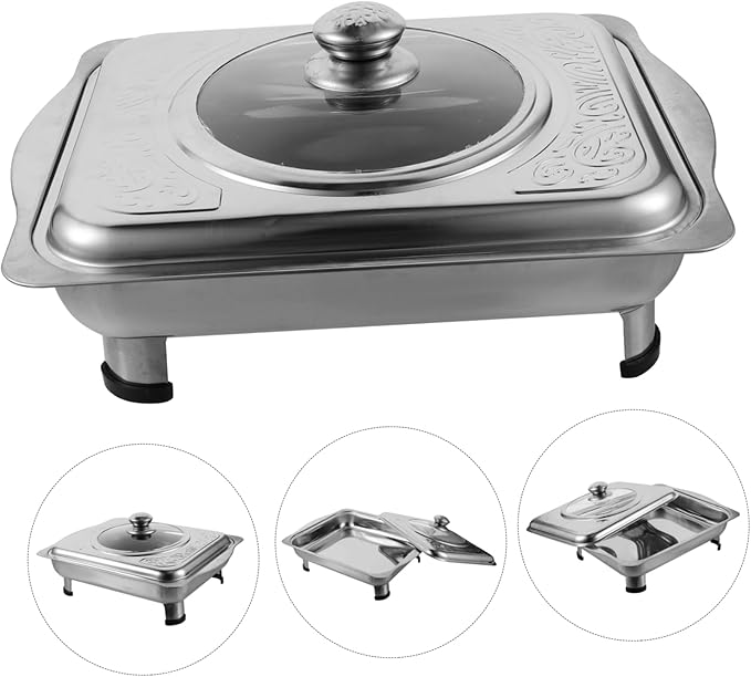VOSAREA Dinner Plate Stainless Steel Serving Tray Easy to Clean Buffet Tray Cover Party Platters