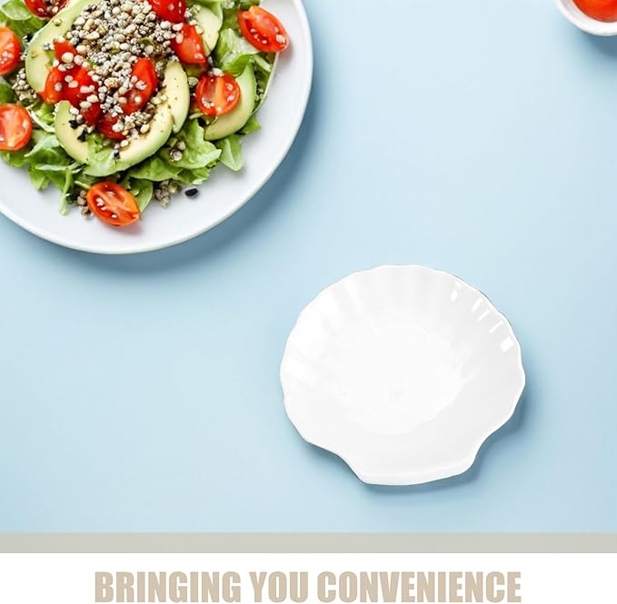 UPKOCH 4Pcs Ceramic Shell Plate Scallop Sea Shell Dinner Plates Dessert Appetizer Salad Dishes Sushi Serving Platter 4inch