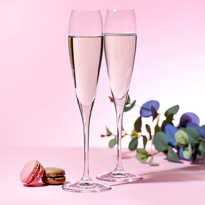 Krosno Champagne Glasses, Set of 4, 5.7 fl oz, Lead-Free Glass, Champagne Flutes for Prosecco, Sparkling Wine, Champagne and Mimosas, Dishwasher Safe, Made in Europe
