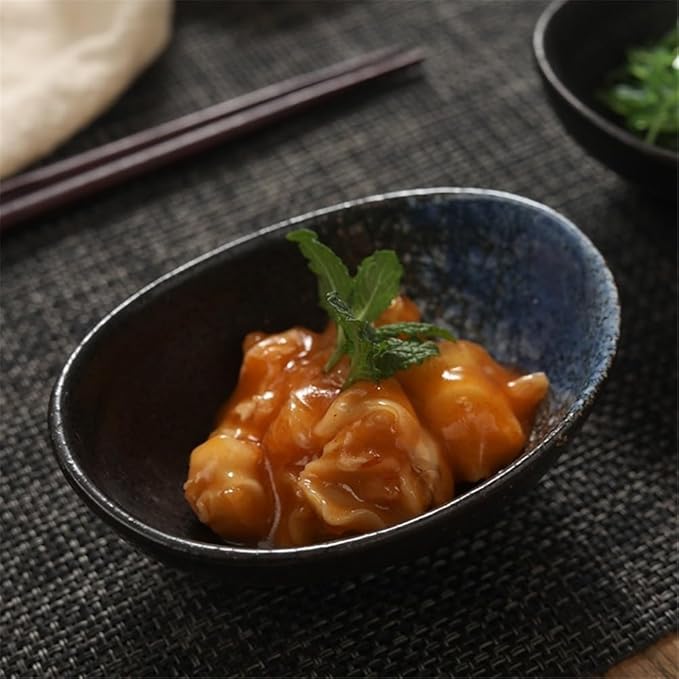 Appetizer Plates Ceramic Small Plate Egg Shaped Snack Bowl Sauce Bowls Seasoning Dish Home Kitchen Supplies for Condiment
