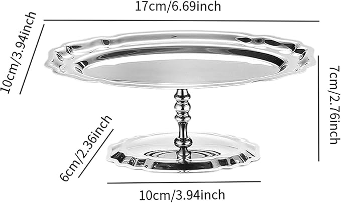 Footed Serving Tray for Ice Cream and Fruit with Dessert Cup Bowl, Silver