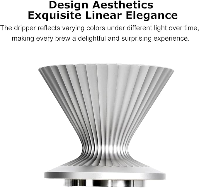 Pour Over Coffee Dripper Drip Coffee Pour Over Maker Resuable Blossom Cone Funnel Stainless Steel Metal Coffee Filter for Travel, Camping, Office, Home, Coffee Maker Brew (Twilight Gray)