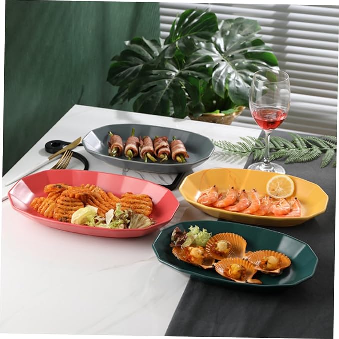 Mobestech Ceramic Fish Serving Plate 12-inch Ceramic Fruit Dish Vibrant Yellow Food Platter for Home Dining for Desserts and Appetizers