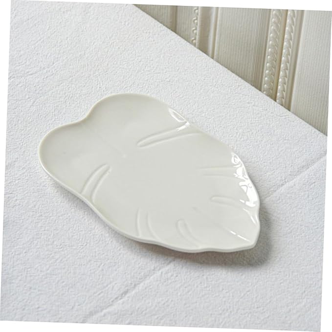 Leaf Designed Serving Trays Ceramic Dessert Plates Elegant Appetizer Dishes