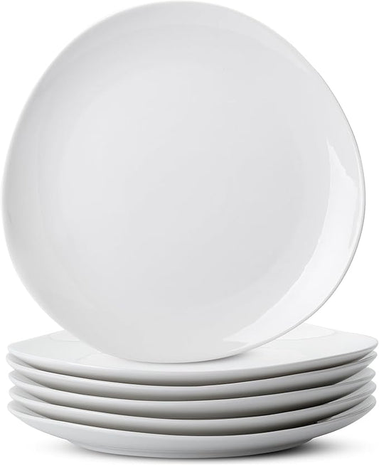 BTaT- White Porcelain Dinner Plates, Set of 6, 11 Inch, Triangular Modern Style, Ceramic, Dishwasher & Microwave Safe