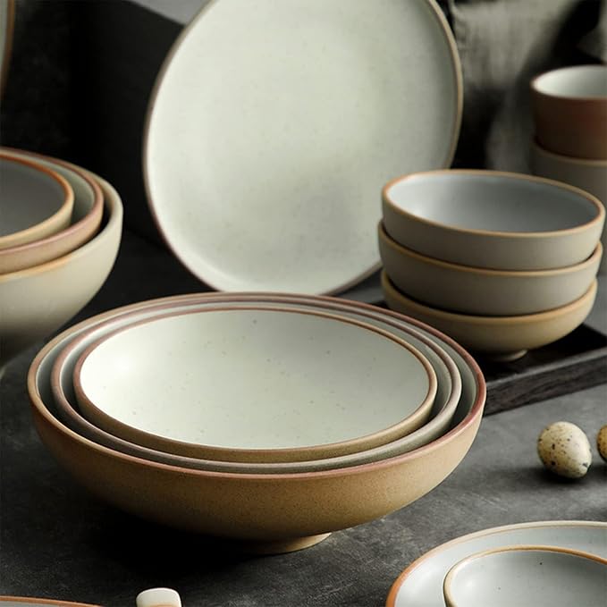 Plate and Bowl Setstoneware Dinnerware Sets, Ceramic Dinnerware Sets, 25 Piece Matte Finish Porcelain Bowls and Plates Sets | Kitchen Tableware Dinner Set Service for 6