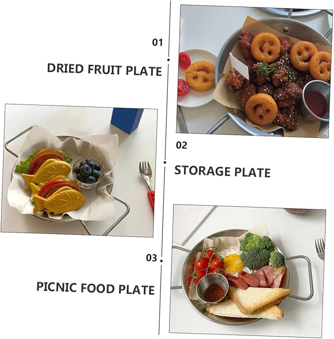 VOSAREA Microwave Safe Dinner Plate Multifunctional Snack Plate for Home Elegant Salad Dish Party Platter Silver