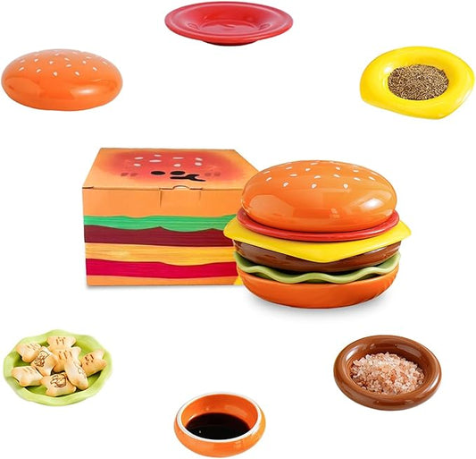 Hamburger Plate Set, Stackable Burger Plate Set, Hamburger Plates, Burger 6-Layer Mini for Hot Pot, Sushi, Snacks & Party Tableware