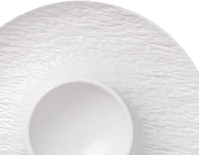 Ceramic Divided Snack Plate with Dipping Saucer, Serving Platter for Dumplings, Fried Chicken, Appetizers, Tacos- White