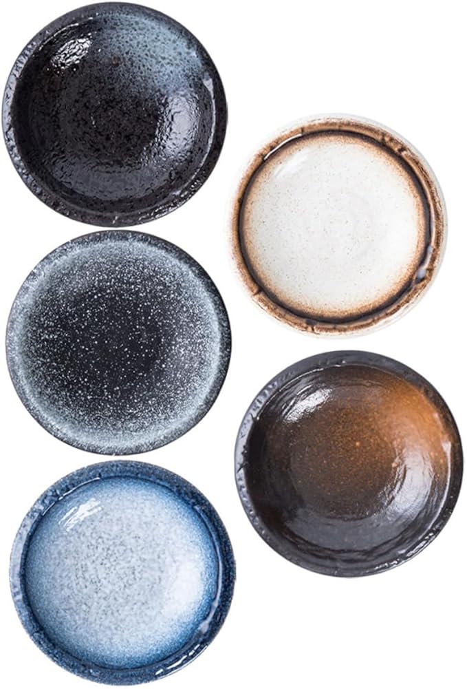 5pcs Ceramic Dipping Plates Condiment Bowls for Plate Sauce Dishes Appetizer Serving