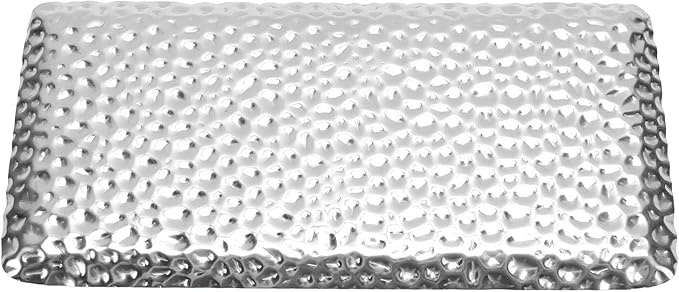 Hammered Tray,Stainless Steel Hammered Tray Exquisite Odorless Serving Tray for Living Room Bedroom Kitchen Bathroom (Silver)