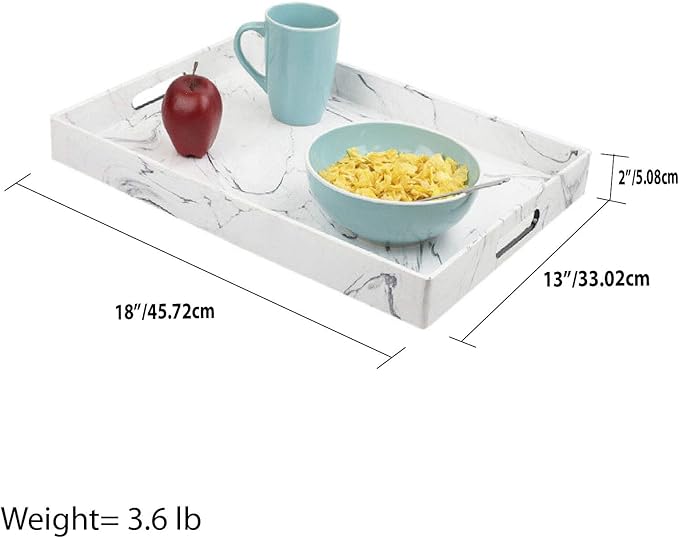 HDS Serving Tray Trading 18 x 13 Coffee Tray Faux Marble, White