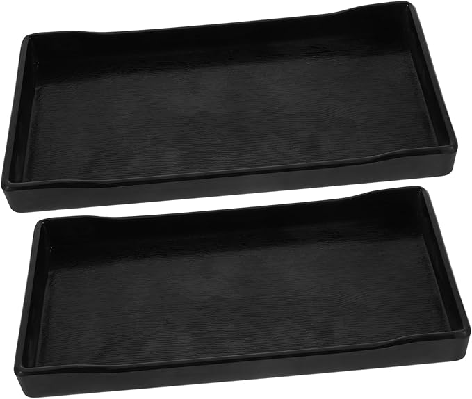 Happyyami 2pcs Black Serving Tray for Party Multi-Functional Fruit Snack Cake Water Cup Storage Tray