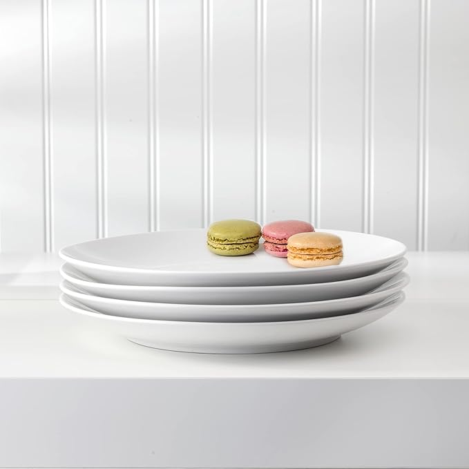 Euro Ceramica Essential Collection Porcelain Dinnerware and Serveware, 16 Piece Dinnerware Set, Service for 4, Classic White