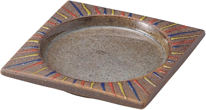 Yamashita Kogei 14704000 Square Square Rare Tokusa Appetizer Plate, 6.9 x 1.0 inches (17.6 x 2.6 cm)