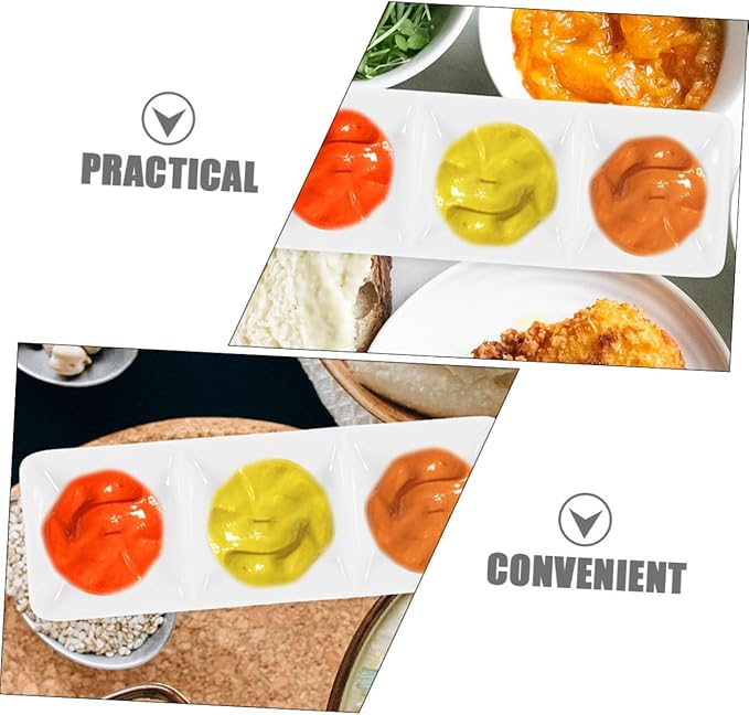 Alipis 4pcs Divided Serving Tray Ceramic Seasoning Containers Snack Plate Condiment Plate