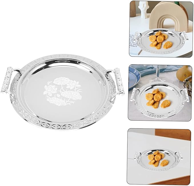 European Style Pattern Tray Serving Dish for Fruits Snacks and Dried Fruits Serving Plate for Gatherings and Parties