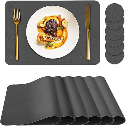 Bacgnyer Placemats Set of 6, Placemat with Coasters Heat Stain Scratch Resistant Non-Slip Waterproof Oil-Proof Washable Wipeable Outdoor Indoor for Dining Patio Table Kitchen Decor and Kids