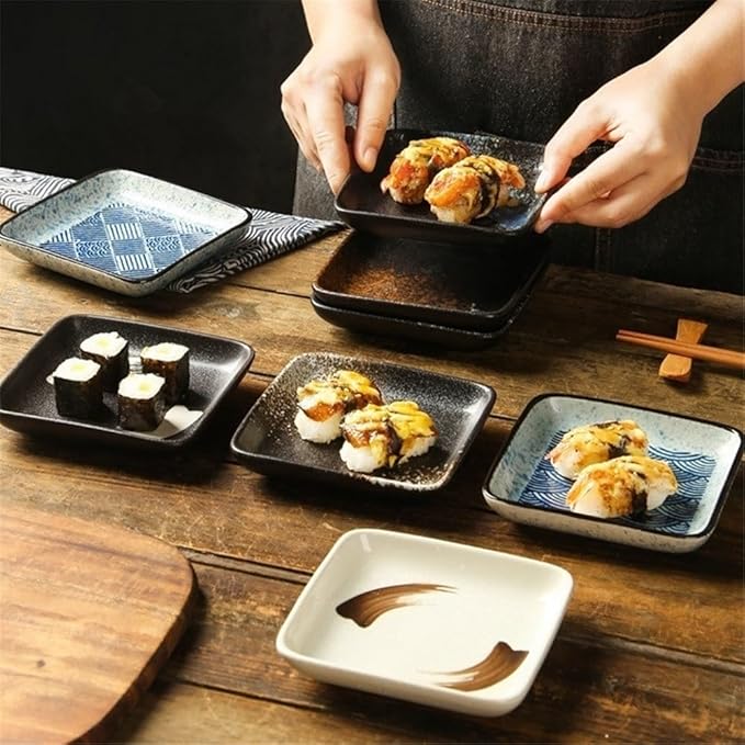 Appetizer Plates Ceramic Seasoning Plate Hotel Restaurant Hot Pot Square Sauce Dish Flavor Dish for Condiment