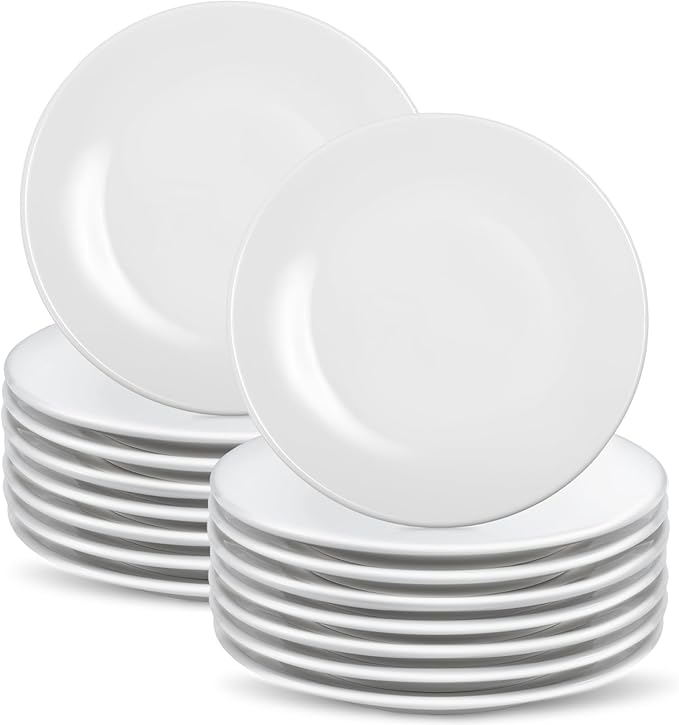 16 Pcs Porcelain Dessert Plates,6 inch White Appetizer Plates,Round Small White Plates,Small Plates for Appetizers,Ceramic Dessert Plate for Cake Snacks,Microwave Oven and Dishwasher Safe