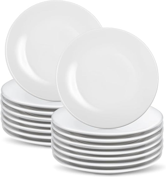 16 Pcs Porcelain Dessert Plates,6 inch White Appetizer Plates,Round Small White Plates,Small Plates for Appetizers,Ceramic Dessert Plate for Cake Snacks,Microwave Oven and Dishwasher Safe