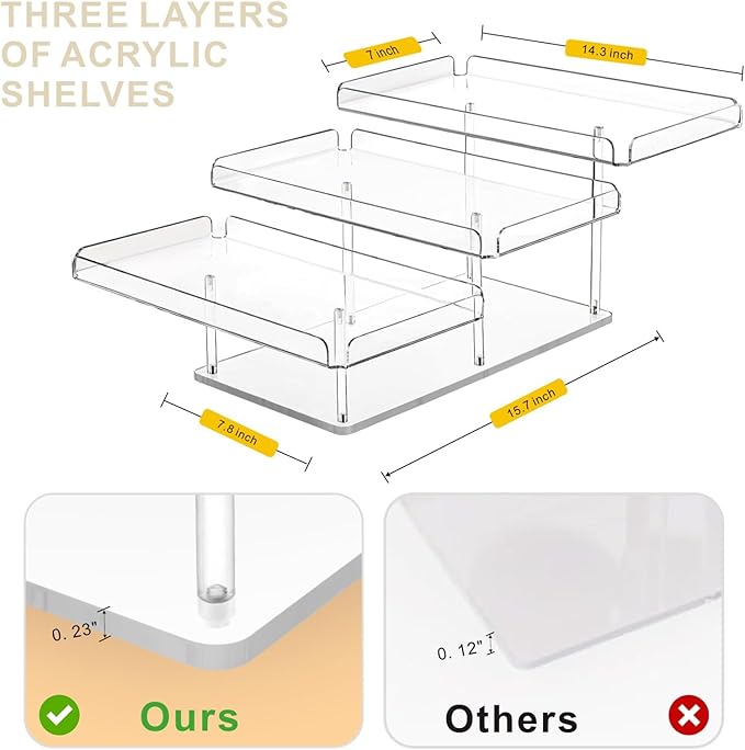 Acrylic Dessert Table Display Set 2025 New Updated, Cupcake Stand 3 in 1 Tier Thickened Serving Tray for Cookies, Fruits, Veggies, Sweet Treats, Wedding Parties (Rectangular)