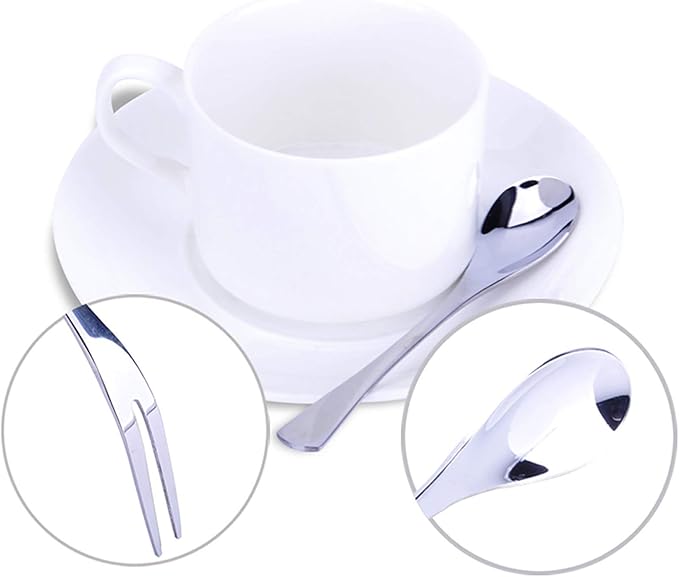 VANRA 5in 4-Piece Flatware Set - Silver Stainless Steel - 2 Forks and 2 Spoons - Salad, Teaspoon, Cocktail, Coffee, Serving, Appetizer