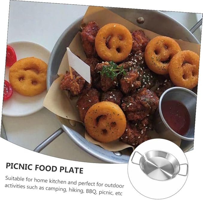 Classic Design Double Handle Plate Silver Serving Tray Party Platter Snack Plate Heat Resistant Dinnerware