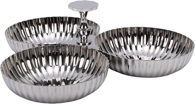 Zerodis 304 Stainless Steel Serving Plate Serving Trays 1 Silver Mirror Reusable Dessert Tray Fruit Bowl Snack Candy Plate Nut Server Platter for Home Kitchen Party 304 Stainless