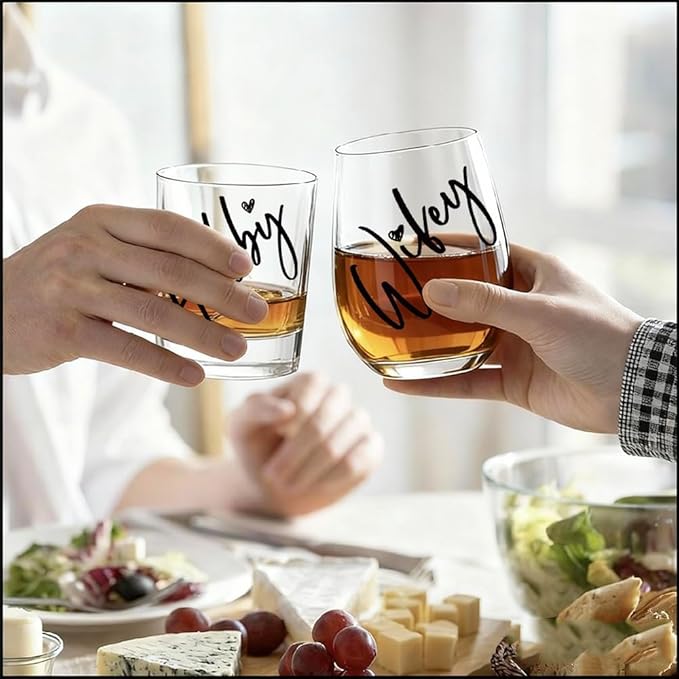 Wedding Gifts for Couples - Hubby & Wifey EST 2025 Wedding Glass Set Bridal Shower Gifts for Bride Groom, Newly-Married Anniversary for Him Her, Mr and Mrs Christmas Gift for Newlywed