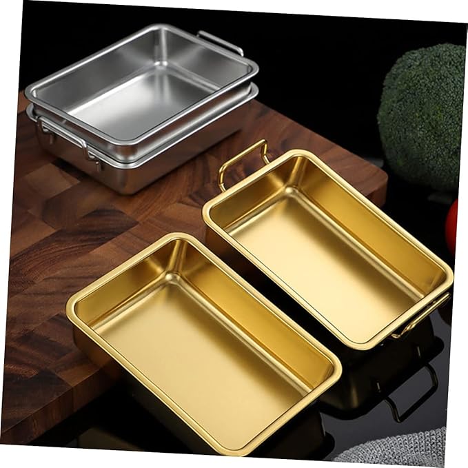 PRETYZOOM Stainless Steel Refreshments Tray Silver Tray Handles Easy to Use Safe