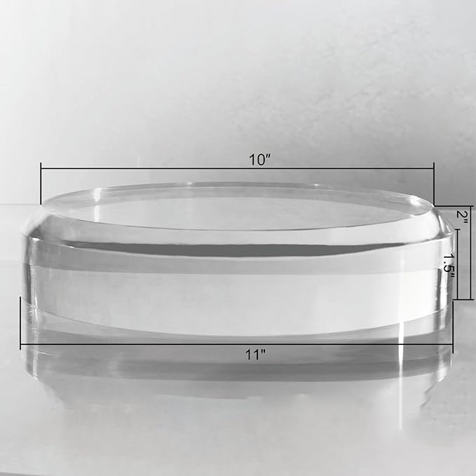 CiaoHER 2in Thickness Acrylic Disc Display Block Clear Polished Round Pedestal Stand Riser (11'' x 2'')