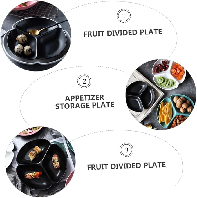 LIFKOME 1pc Separate Porcelain Plates Serving Trays Appetizer Plates Snack Fruit for Home Easy to Clean Material No Burrs for Family Restaurant Cafe