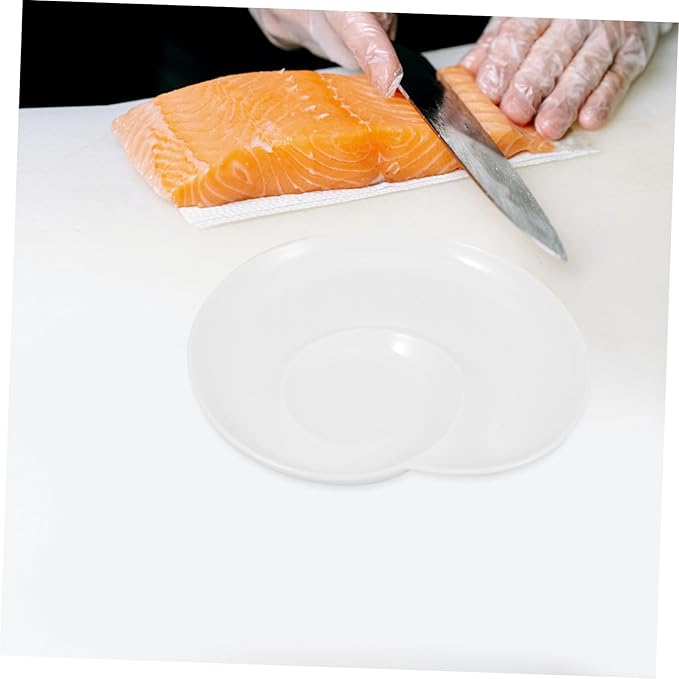 Divided Dumpling and Sushi Serving Plate 9-Inch Ceramic Dish with Dipping Sauce Bowl for Snacks and Appetizers for Home and Restaurant Use