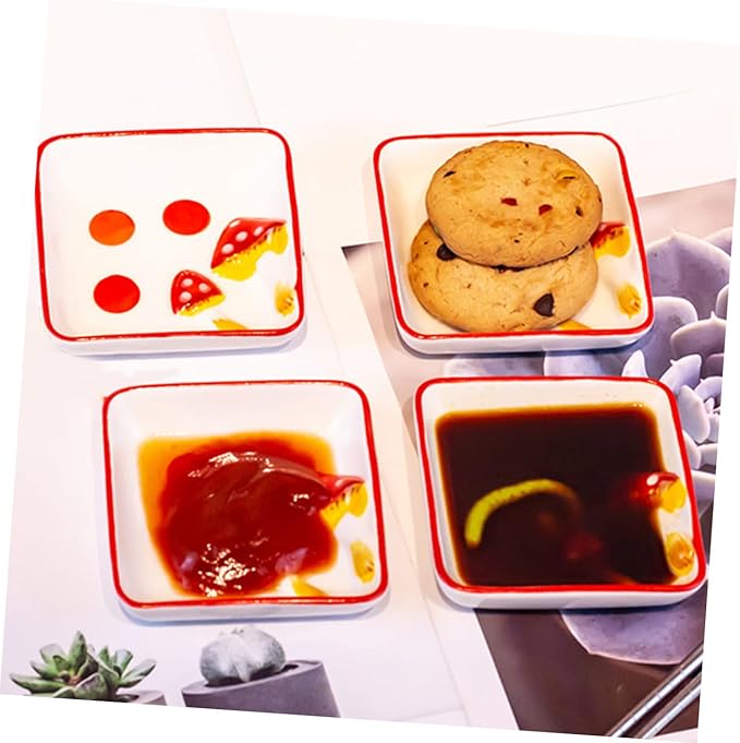 ABOOFAN 2pcs Mushroom Ceramic Sauce Dishes Condiment Plate Dish Seasoning Plate for Cottagecore Kitchen