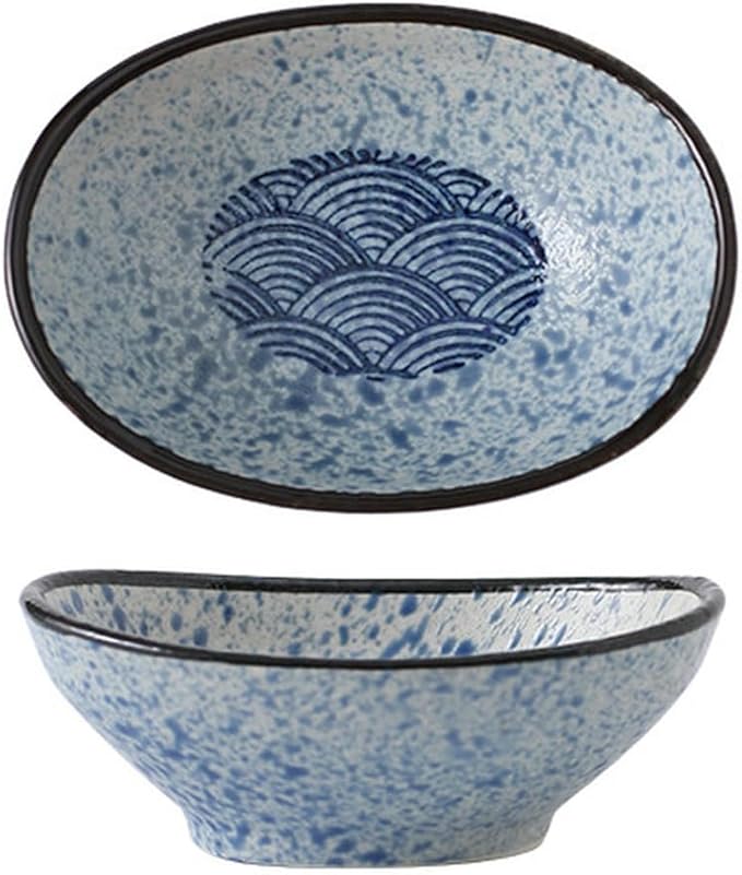 Japanese household ceramics simple underglaze color creative personality exquisite dish-Yuanbao dish (sea ripple)