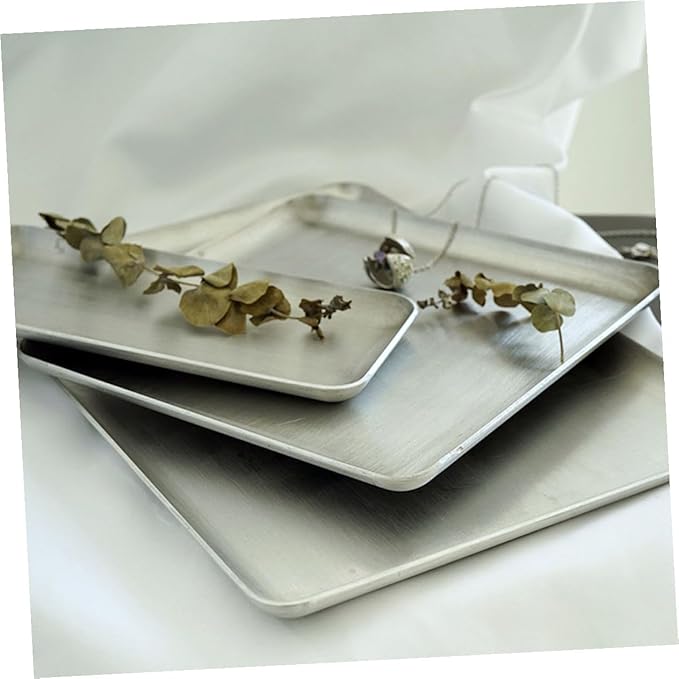 Aluminum Vintage Serving Tray Practical Storage Plate for Home Use Silver Rustic Industrial Style Small Retro Food Display Organizer