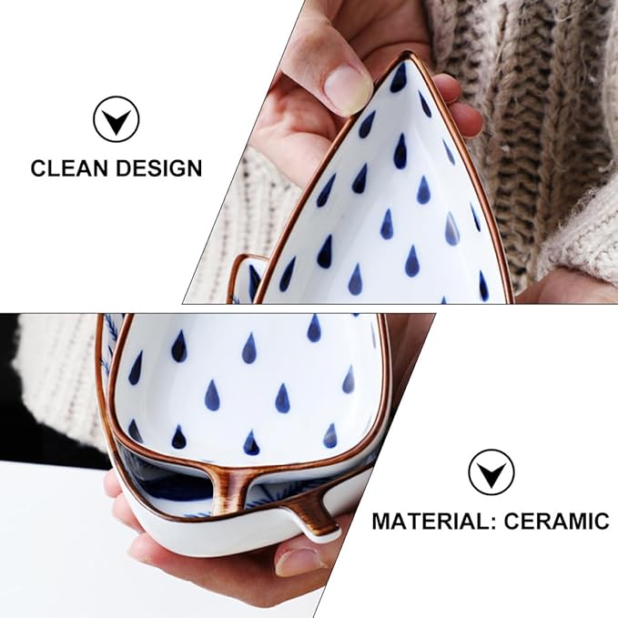 Mobestech 3pcs Ceramic Sauce Dish Random Style Seasoning Plates for Appetizers for Home Catering Anti-slip Design and Versatile for Sauces and Spices