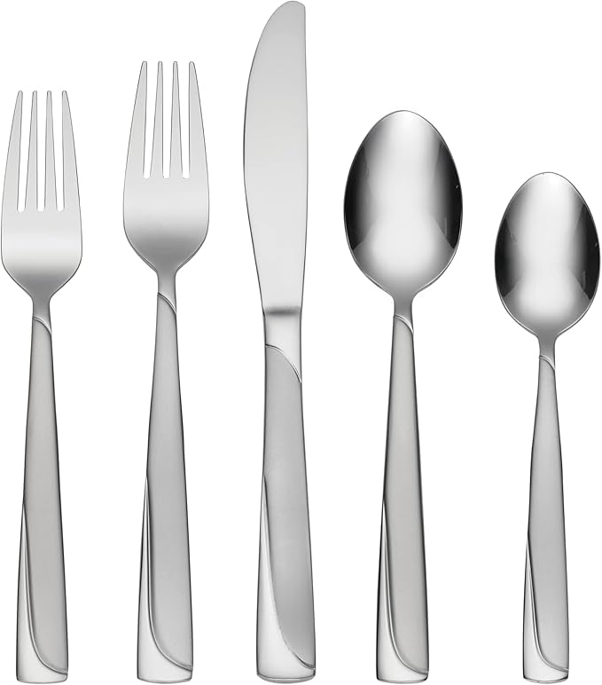 Oneida Madeline 51 Piece Everyday Flatware Set with Caddy, Service for 8, 18/0 Stainless Steel, Silverware Set