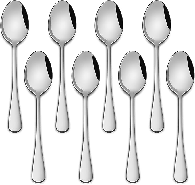 4.7 Inch Tea & Coffee Spoons,Set Of 8 Stainless Steel Espresso Spoons,Dishwasher Safe Small Spoon For Dessert Cake,Durable Metal Mini Spoon
