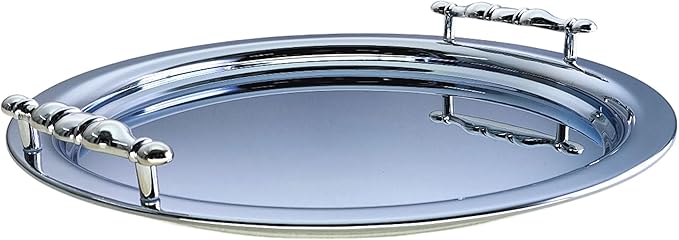 (Pack of 2) 13.8 inch x 13.8 inch Round Chrome Plated Silver Serving Tray with Handles Design Floral Victoria Design Engraved Birthday Wedding Buffet Wine Decor Platter Plate NC-022